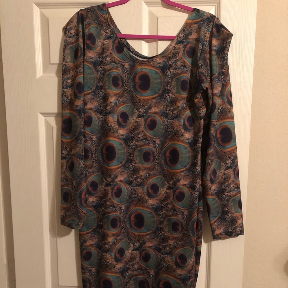 Rue 107 New York Peacock Print dress SIZE XXL
